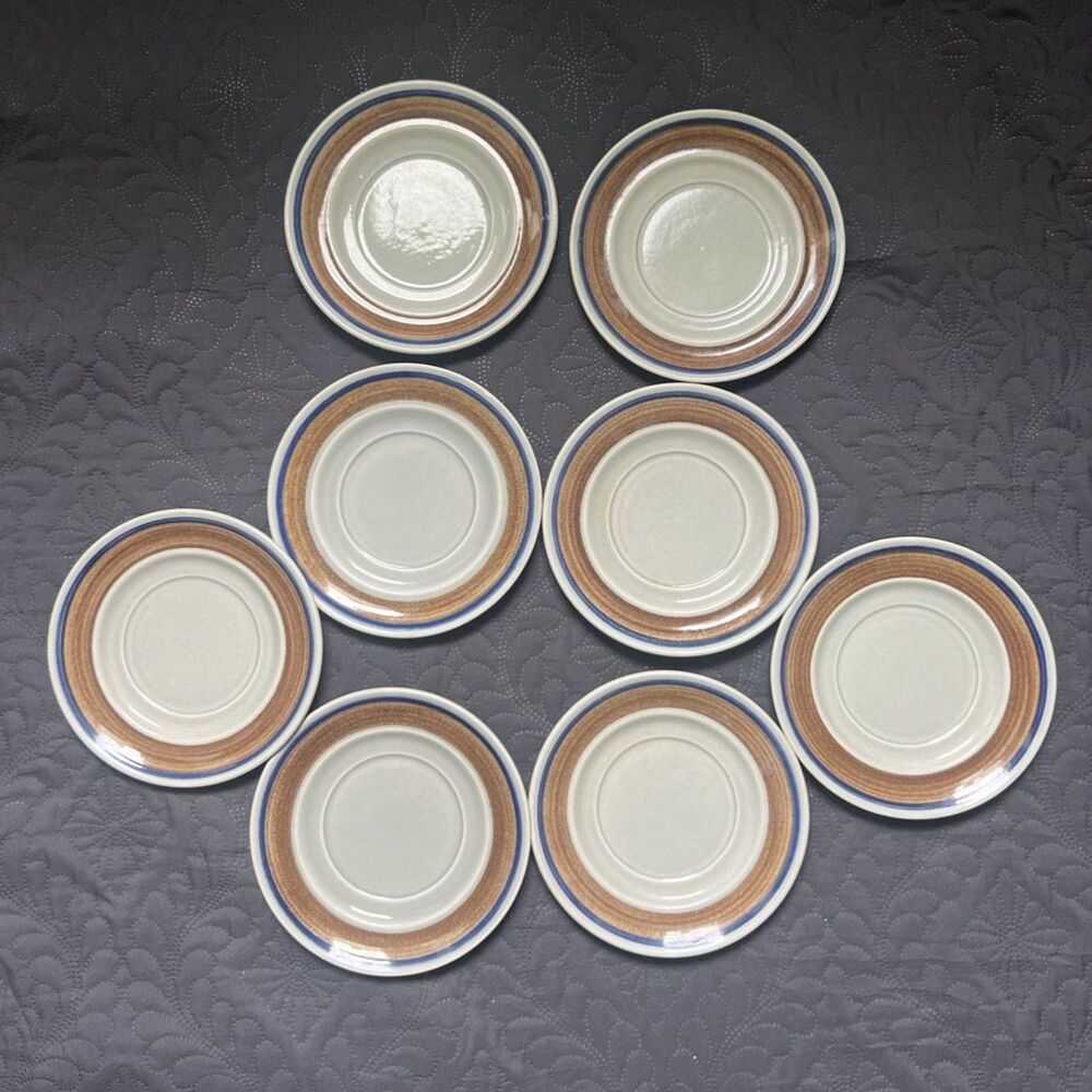 Metlox Poppytrail Vernon Bandero 8pc Stoneware 6" Snack Dessert Plates 1969-1979
